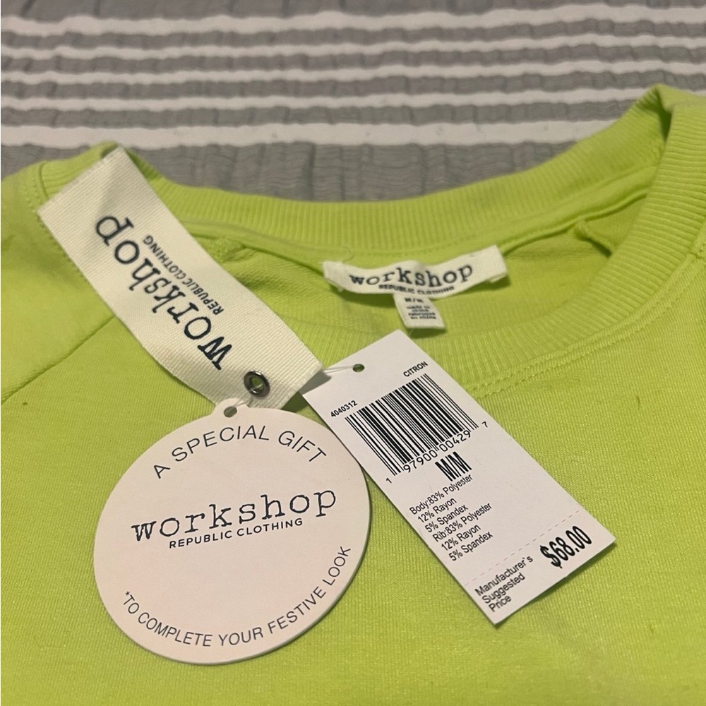 Workshop Republic Clothing Lime Green Sequin Crocodile Sweatshirt - Picture 3 of 4